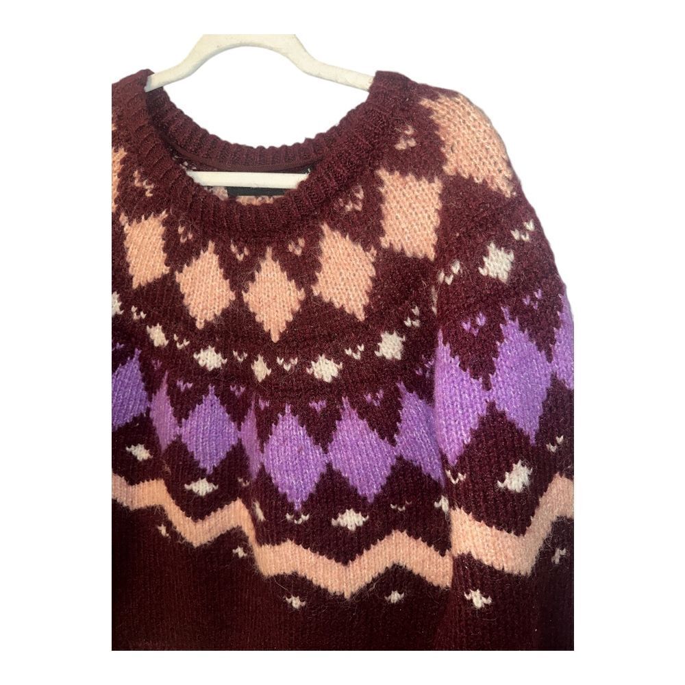 Vero Moda Womens Purple Filipa‎ Fair Isle Sweater, XL - Picture 4 of 7
